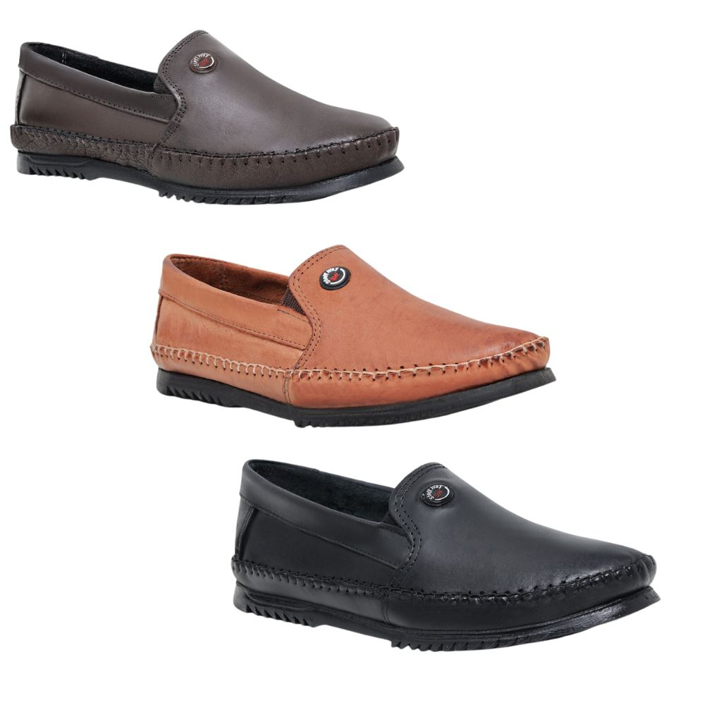 KIT 3 PARES mocassim masculino casual de couro leg