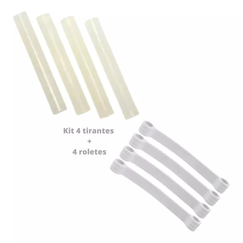 Kit 4 Tirante Branco E 4 Rolete Para Lavadora Bras