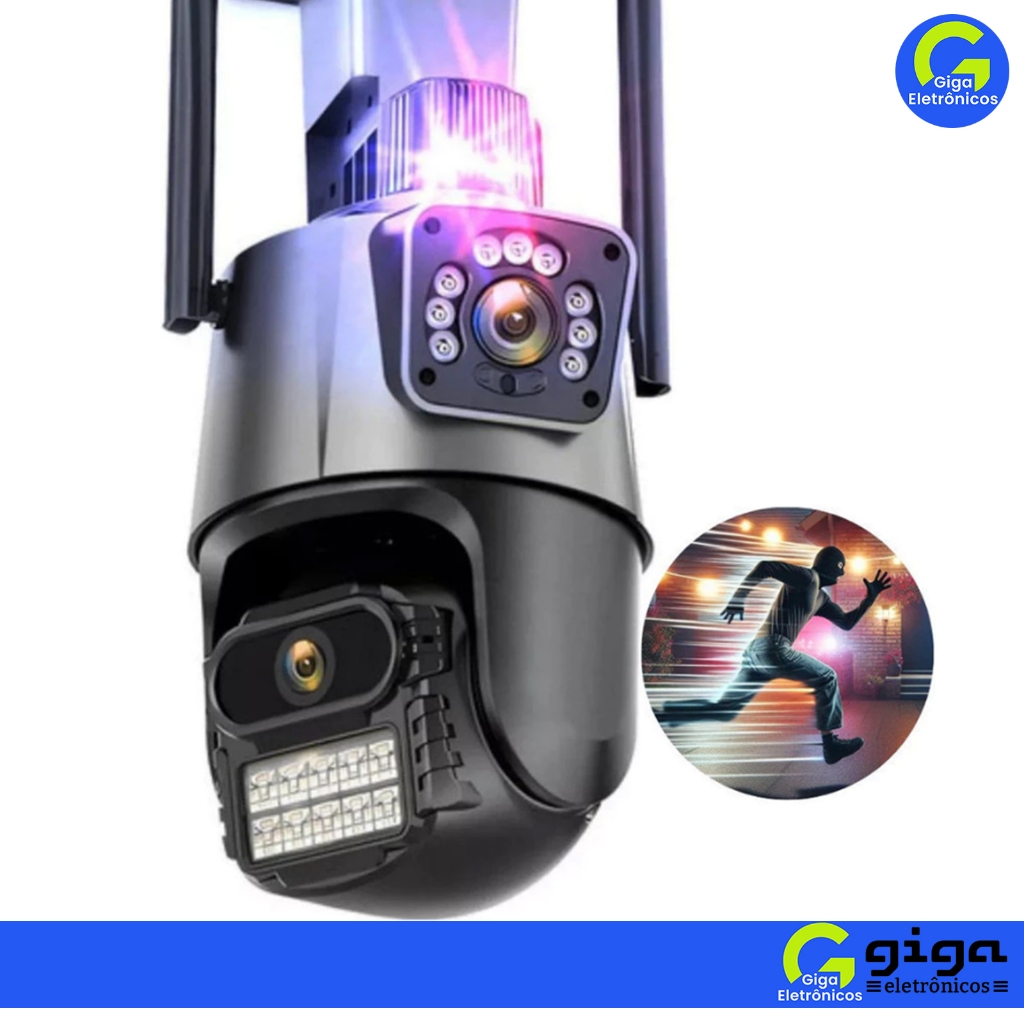 Camera Segurança Externa Lente Dupla 4k 6mp Siren