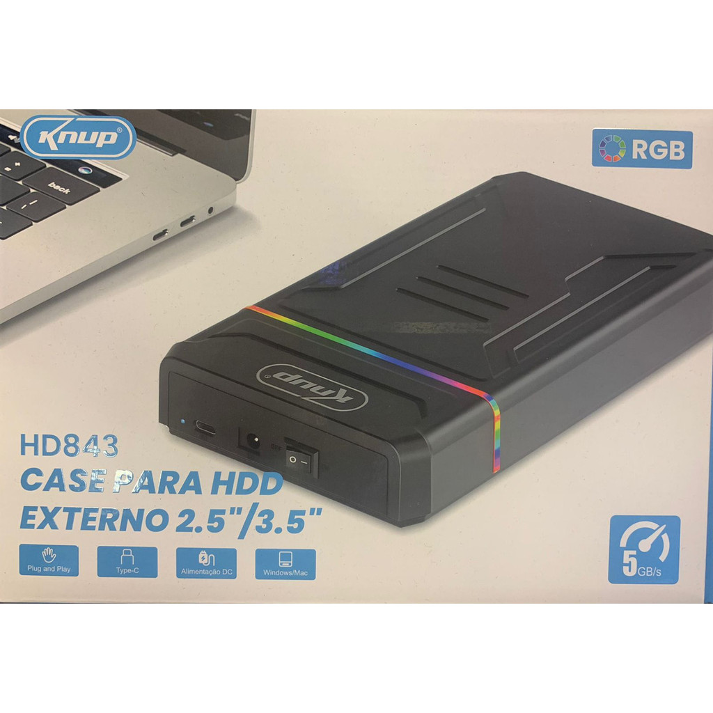 Case Hd Ssd Externo Usb 3.0 Sata 2,5/3,5 4tb Com F