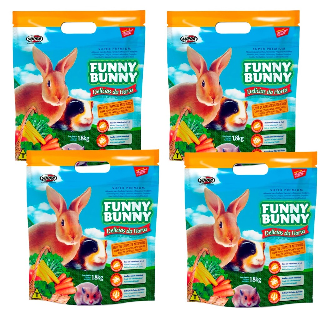 Kit 4 Ração Funny Bunny 1,8 Kg Delícias da Hort