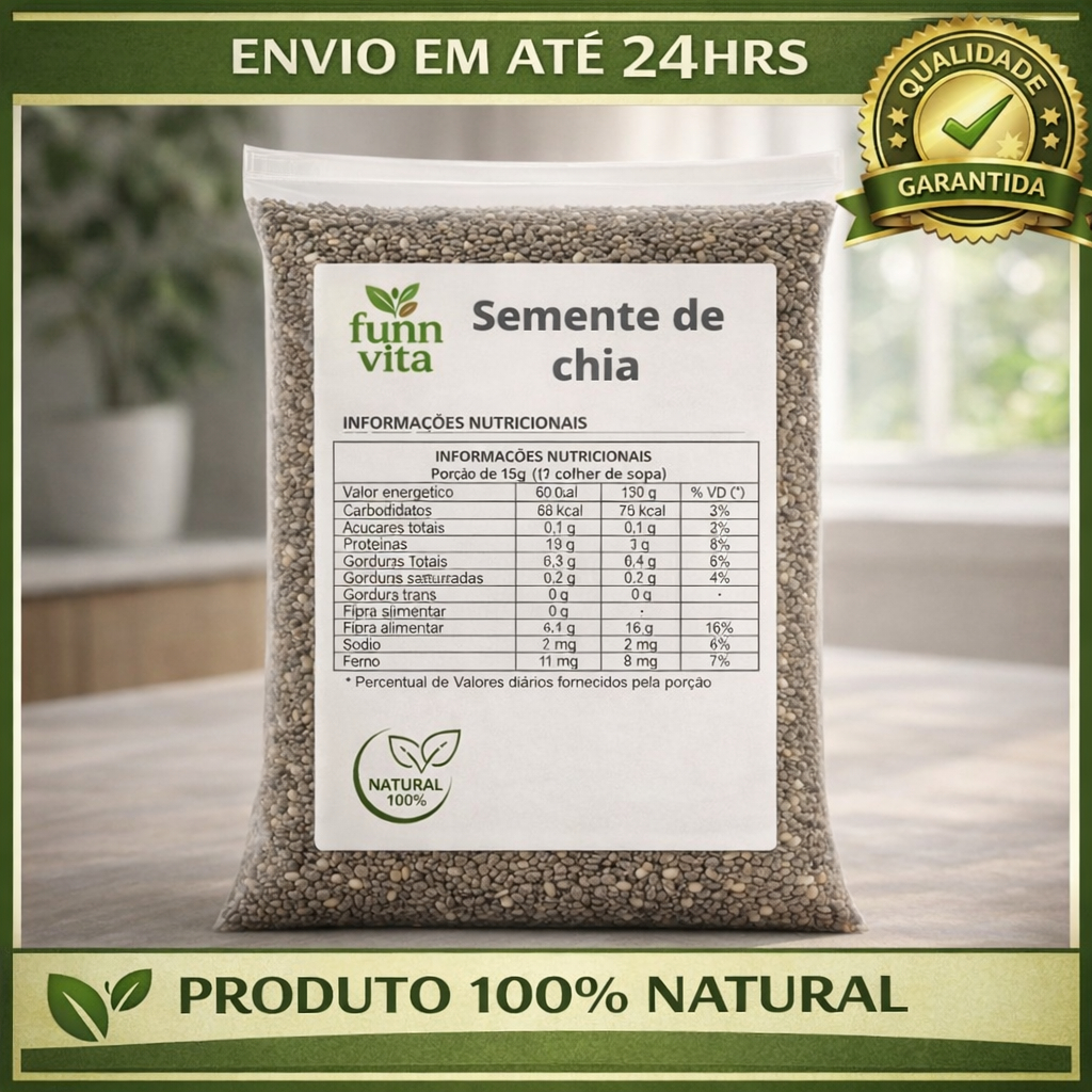 SEMENTE DE CHIA COMERCIAL NATURAL SEM GLÚTEN VEGA