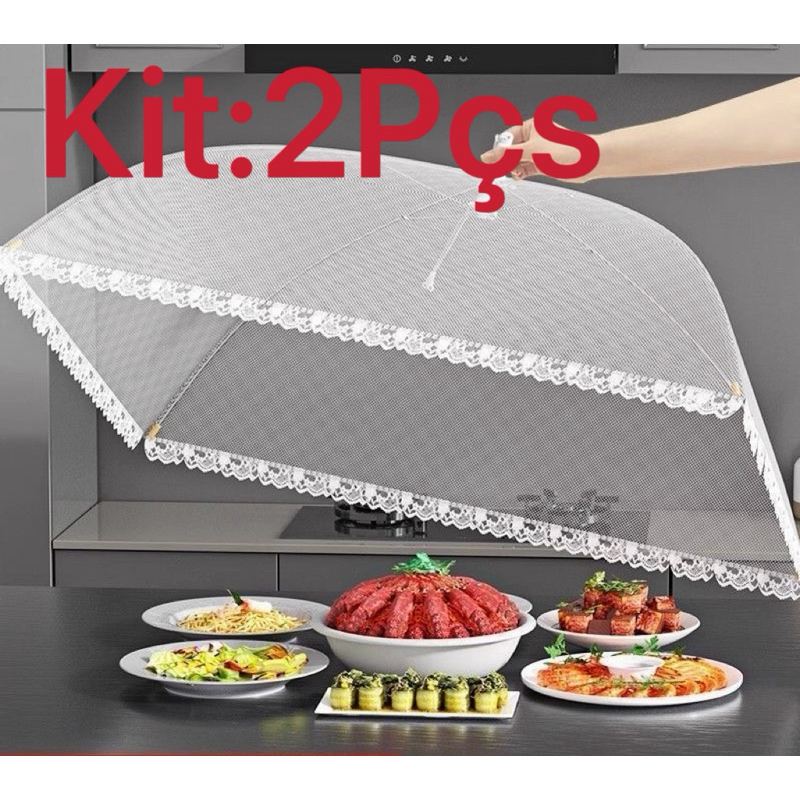 kit 2 peças Protetor Alimento Grande Tela Mosquit