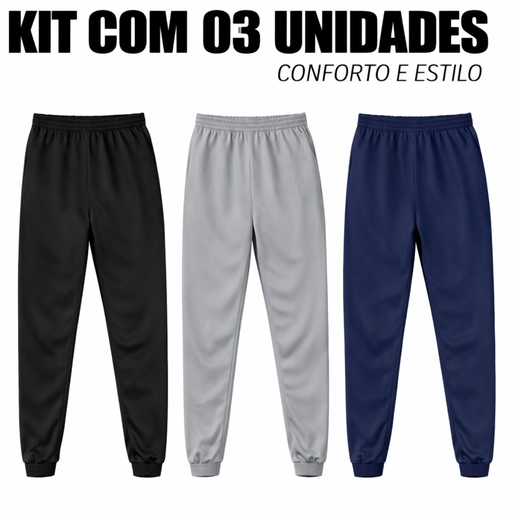 Kit 3 Calça Infantil Criança Menino Juvenil Jogg
