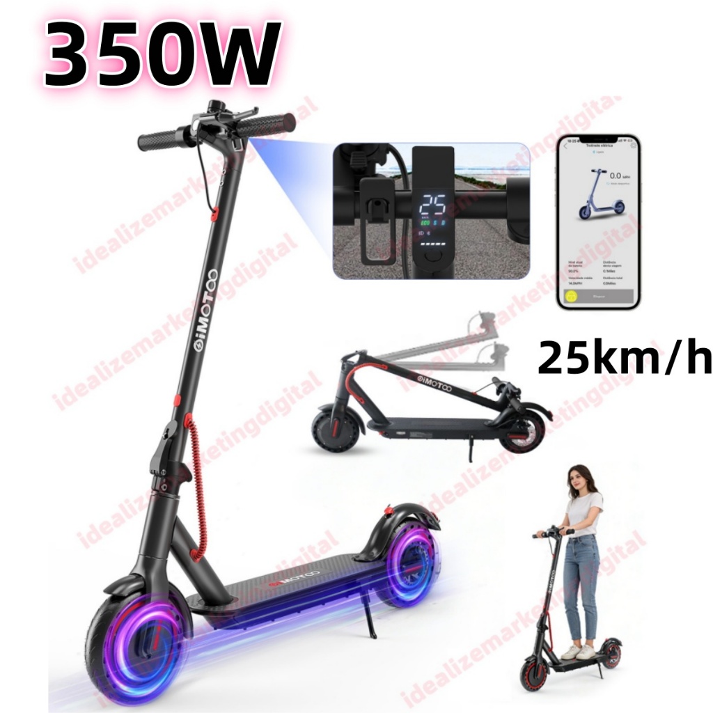 350W Patinete Elétrico 120kg 30km de Autonomia Mo
