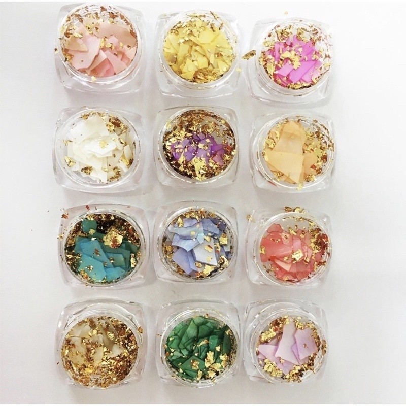 Kit 12 Madre Peróla Com Fio De Ouro Decoração U