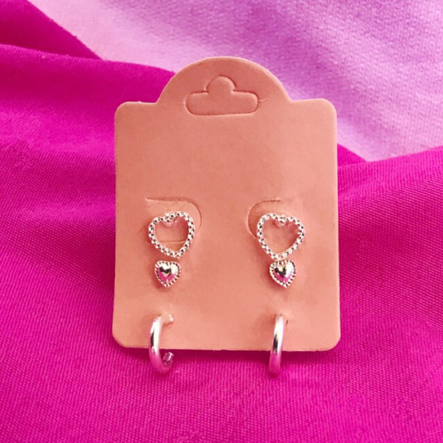 Trio de Brincos Argolinhas Cartela 3 furos Folhead