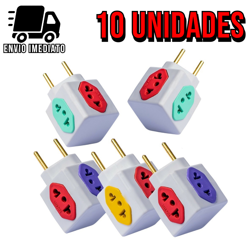 Adaptador de Tomada Cubo Colorido 4 Entradas Bivol