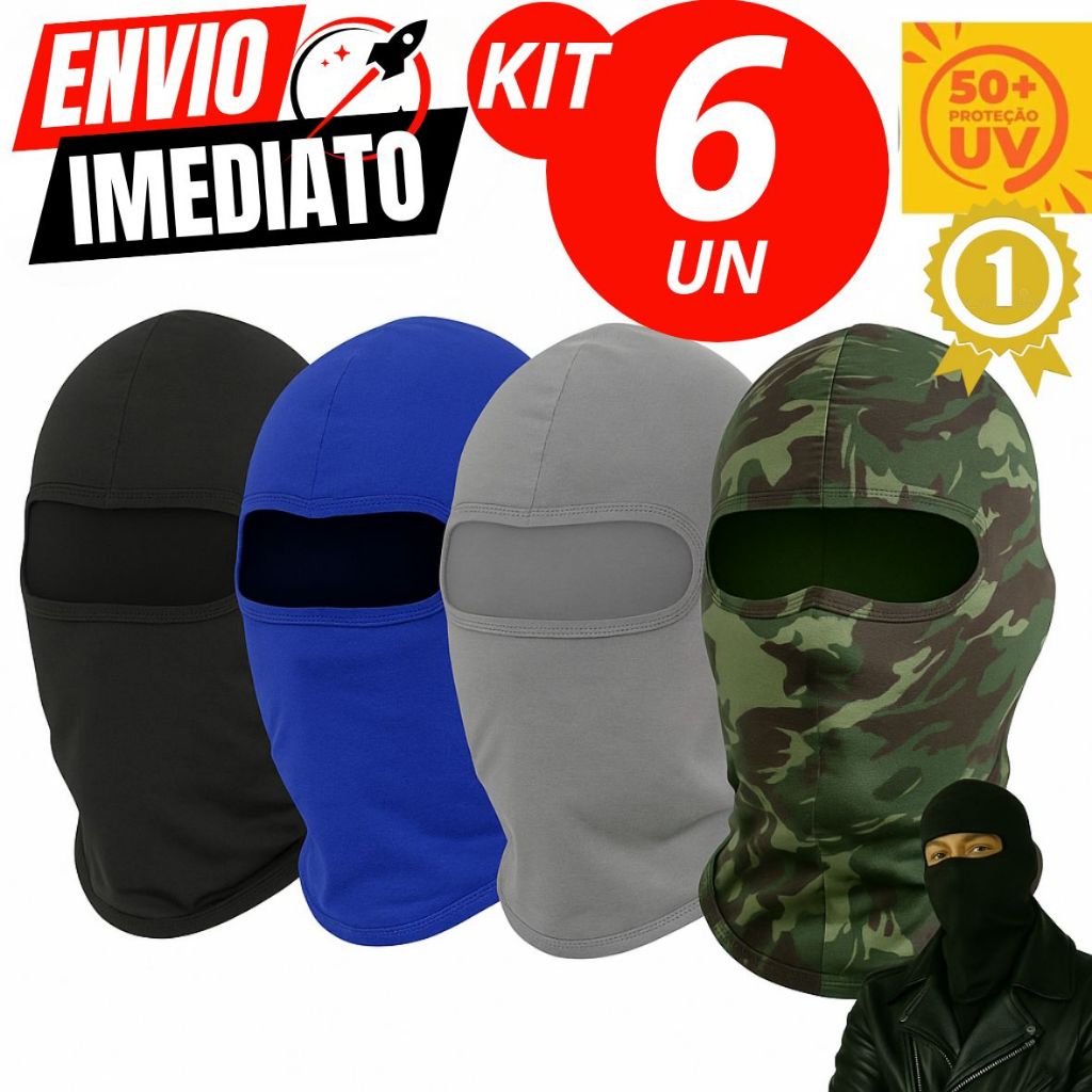 Kit 6 Touca Ninja Balaclava Bandana Motoqueiros Mi