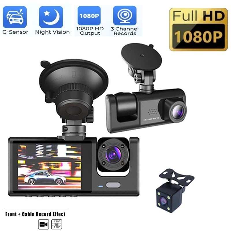 3 Lens DVR Vehicles Security Camera 1080P Video Re