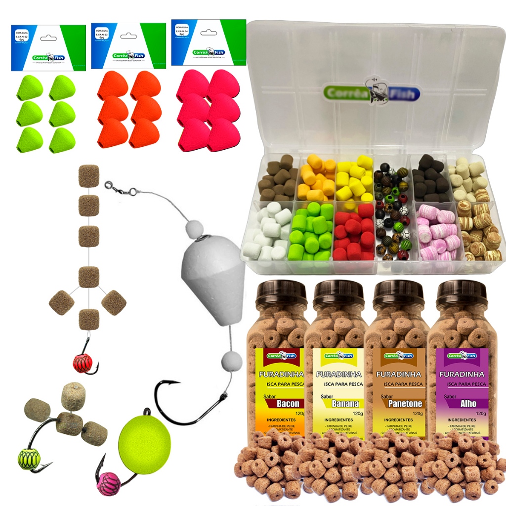 Kit Pesqueiro Estojo Boia Eva Miçanga Anteninha E