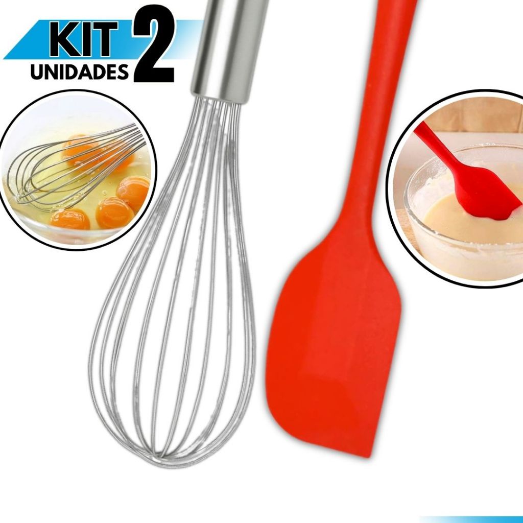Kit Espátula Pão Duro Silicone + Fouet Batedor I