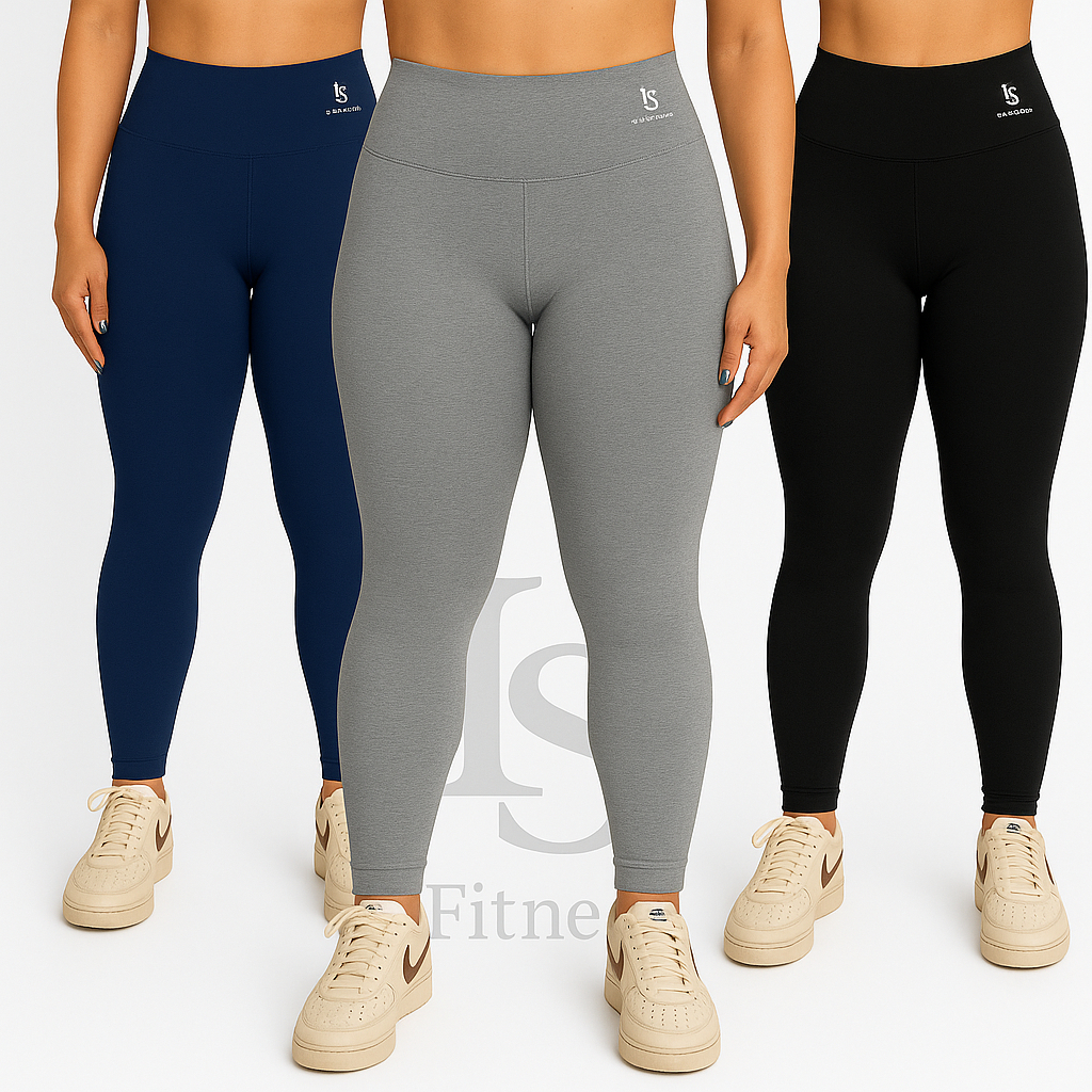 Kit 3 Legging Feminina Cintura Alta Academia Yoga 