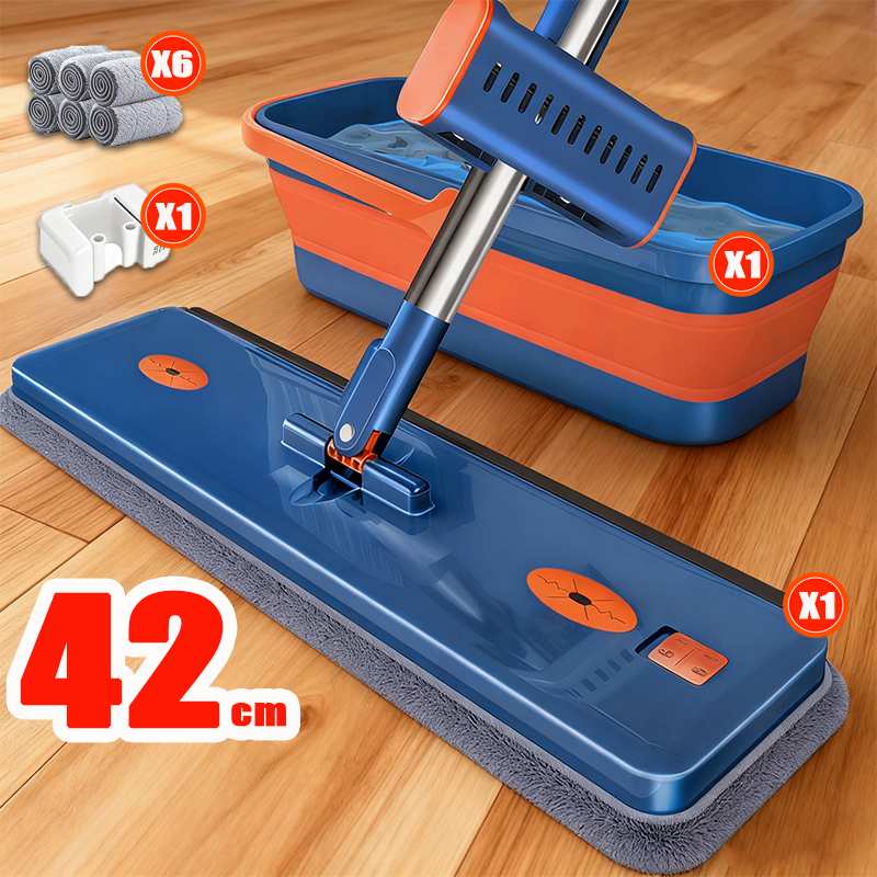 Kit 9 peças mop dobrável Mop + balde + 6 refis d