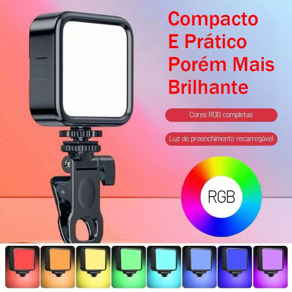 Luz RGB Portatil De Vídeo LED Para Câmera De Cel