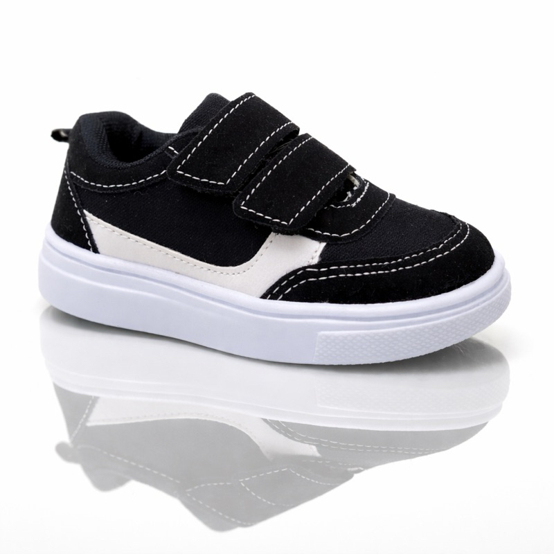 Tênis Bebê e Infantil Preto e Branco com Velcro 