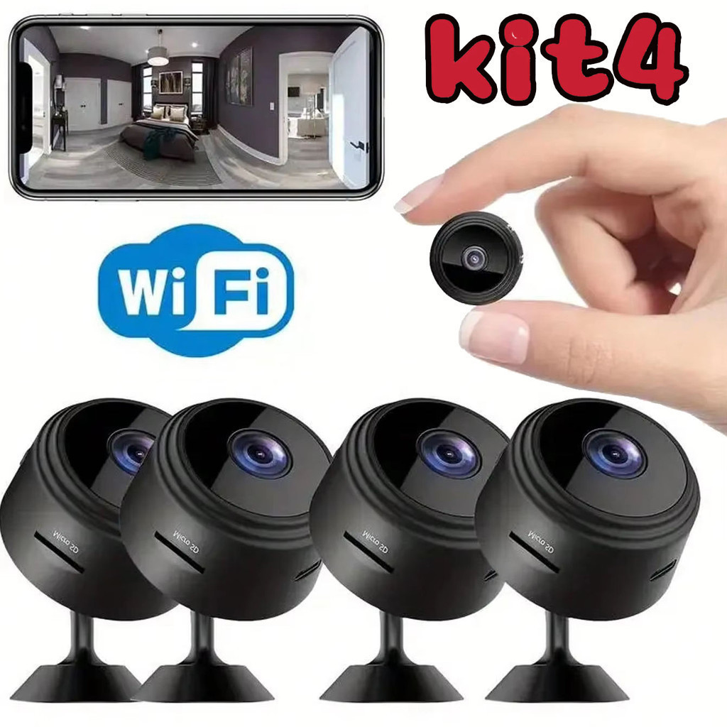 Kit 4 Câmeras A9 Mini HD 1080P WiFi Segurança Re