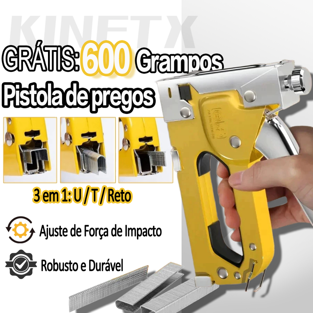 Grampeador de Tapeceiro Manual 3 em 1 Profissional