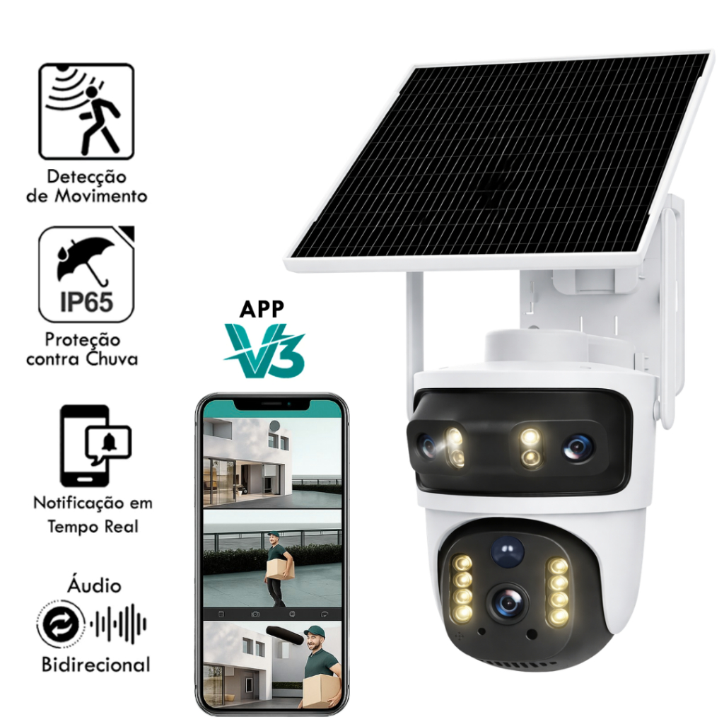 Câmera De Segurança 4g V3 Pro 6mp Ultra Hd Com P