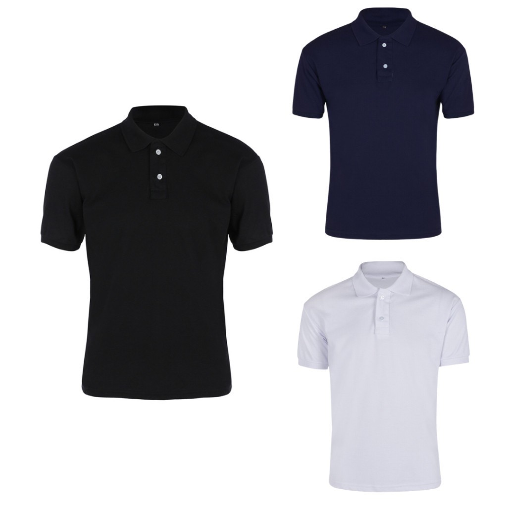 Kit 3 camisa polo masculina premium piquet poliest