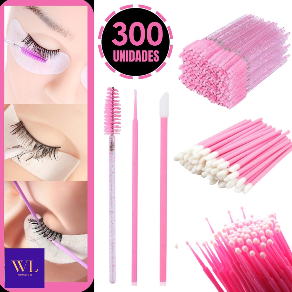 Kit 300 Peças Com 100 Escovinhas + 100 Microbrush