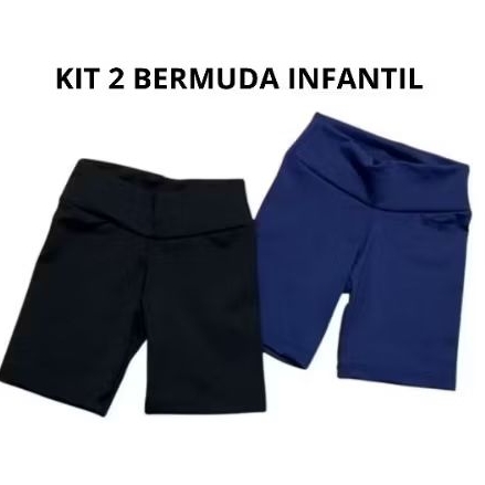 KIT 2 BERMUDAS CICLISTA UNIFORME ESCOLAR INFANTIL