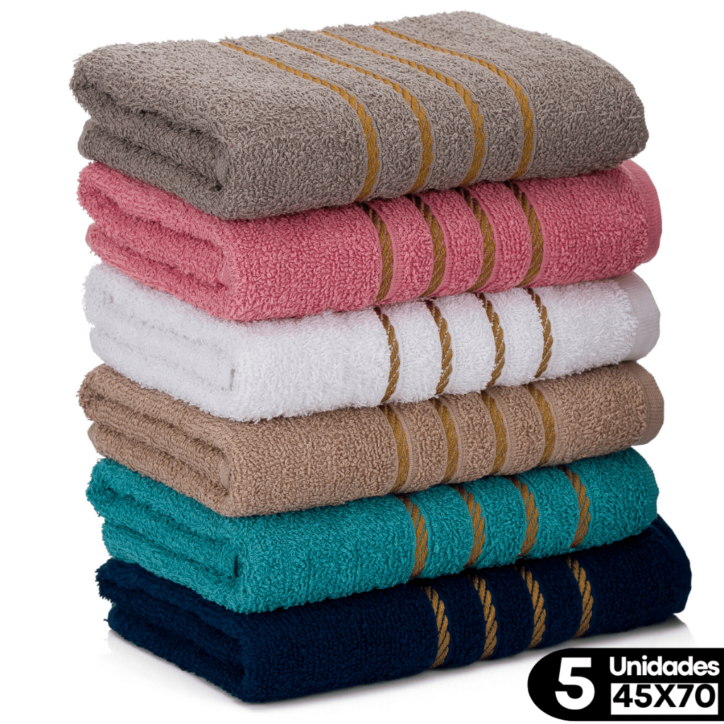 Kit 5 Toalhas de Rosto Dourado Maciez Qualidade 10