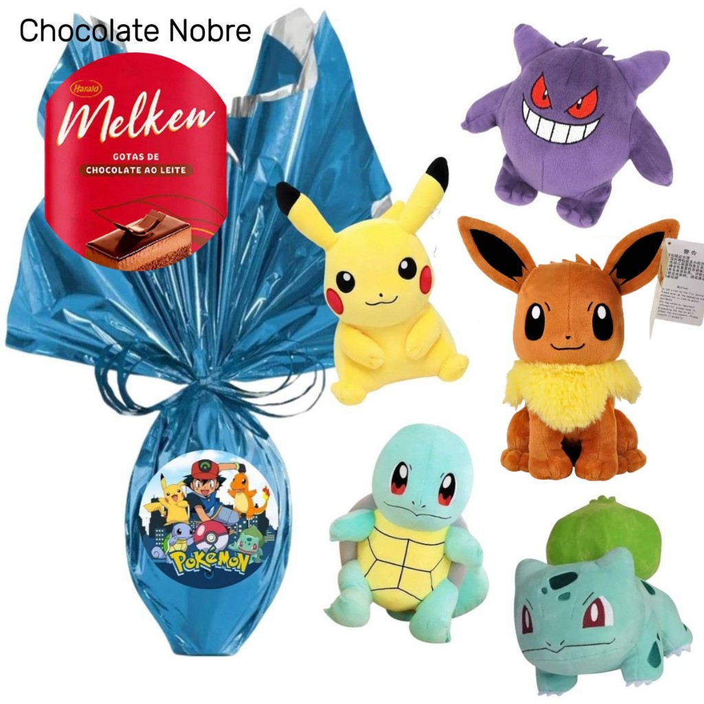 Kit Ovo de Páscoa Infantil 250gr Pelúcia Pokemon