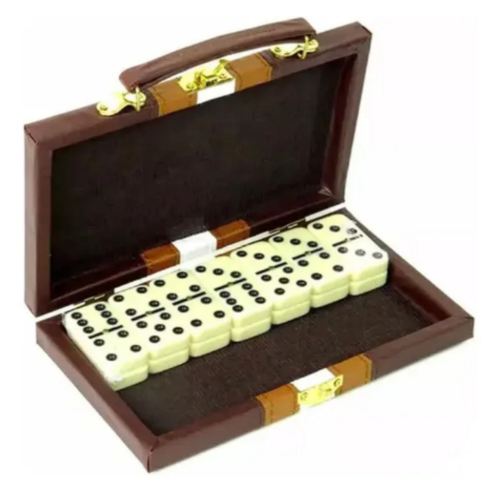 Dominó De Osso Profissional Com Maleta Couro 10 M