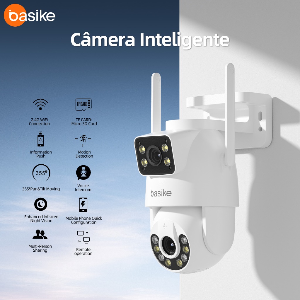 Basike Câmera Segurança Lente Dupla ICSEE IP66 W