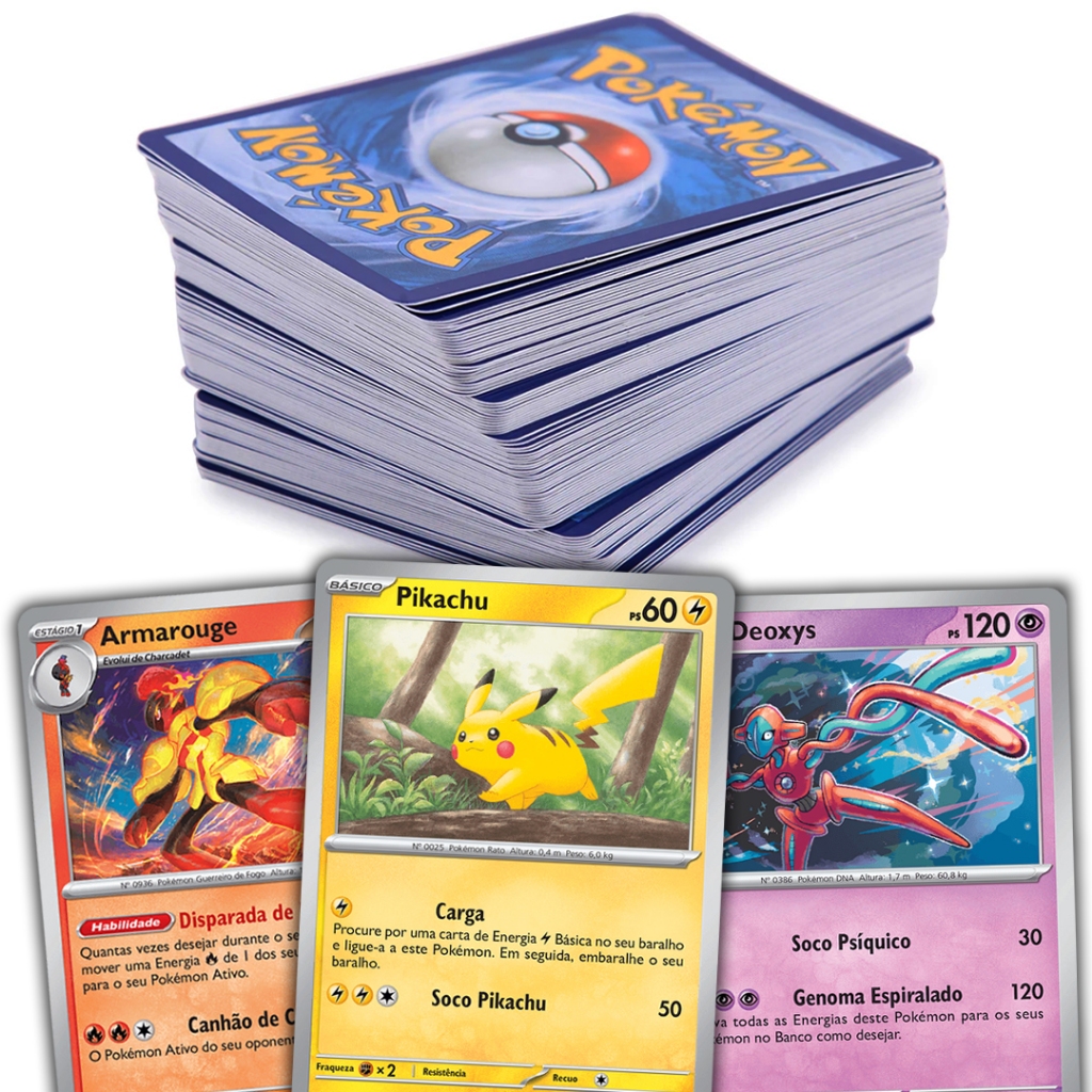 Kit 50 Cartas Pokémon com Brilhantes Originais Se