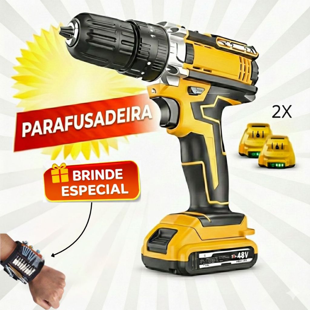 Parafusadeira Furadeira Sem Fio Bateria 48v com Ba