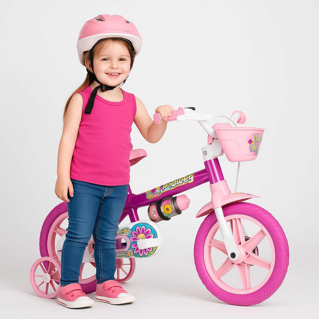 Bicicleta Infantil Aro 12 Nathor Flower Rosa Menin