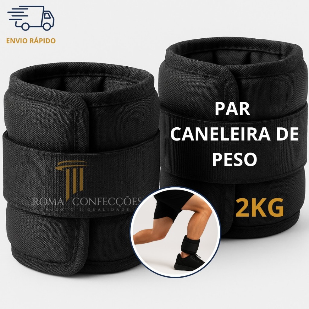Caneleira de Peso 2kg Academia Par Tornozeleira Pr