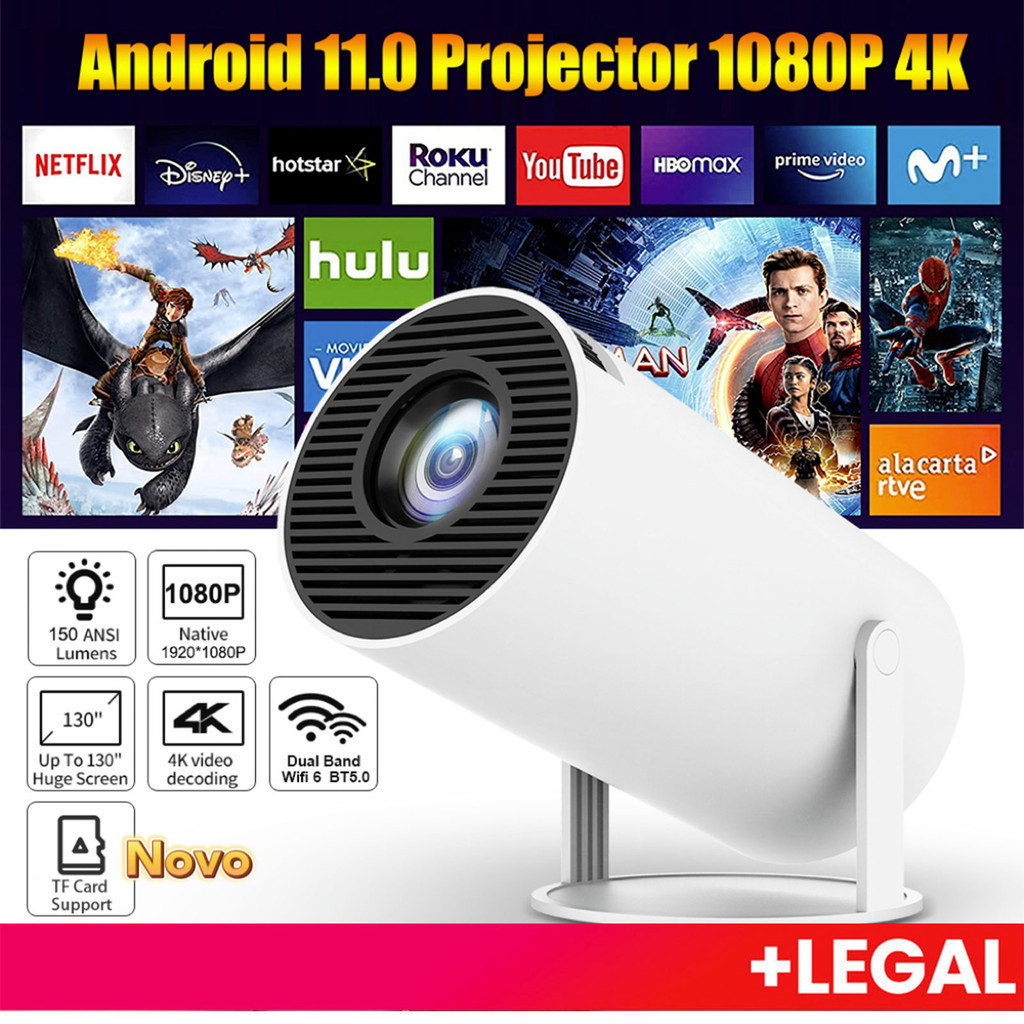 Projetor 4K HD 150 Polegadas Celular, Tv B0x, Xbox