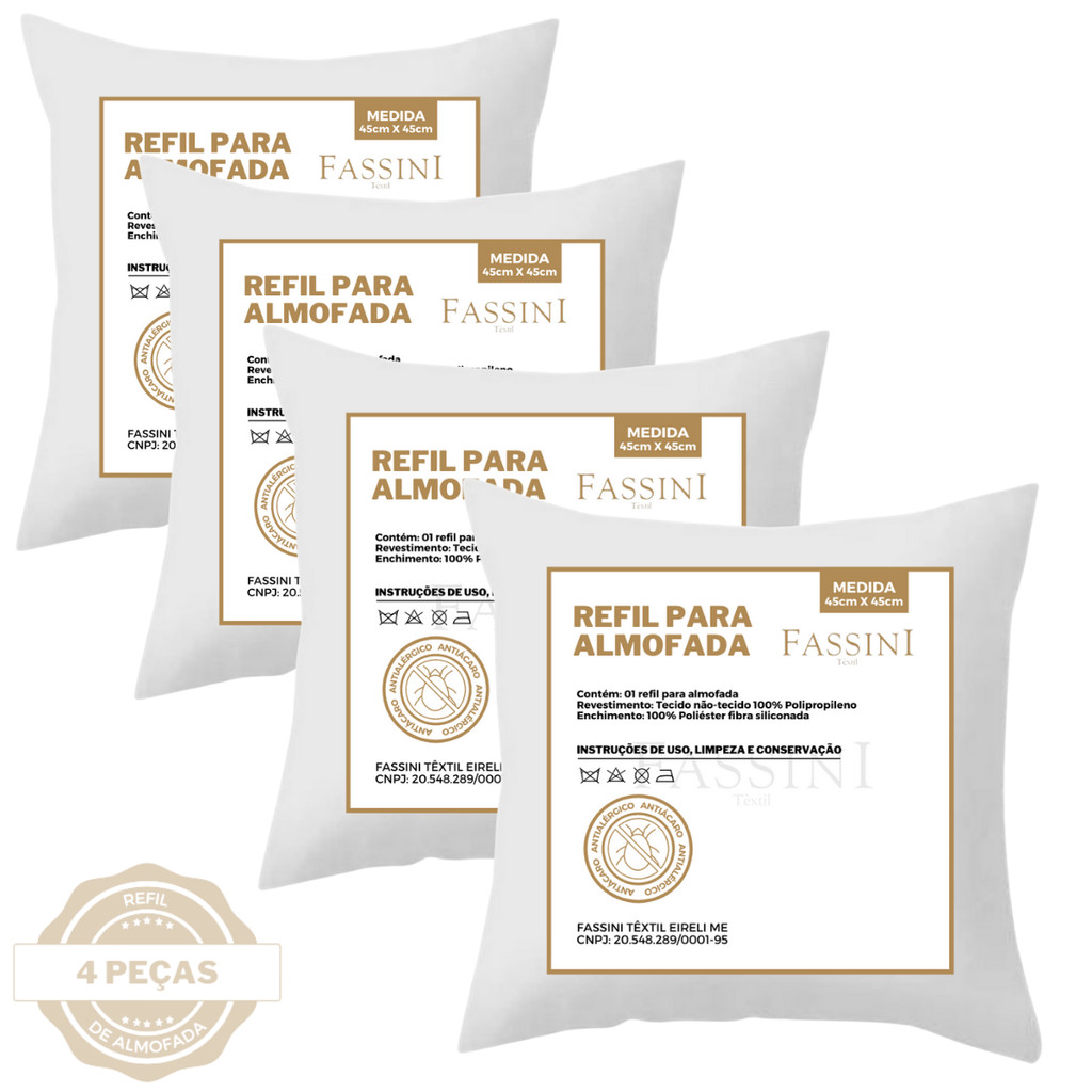 Kit 4 Enchimento Refil Almofada 45×45 cm Fibr