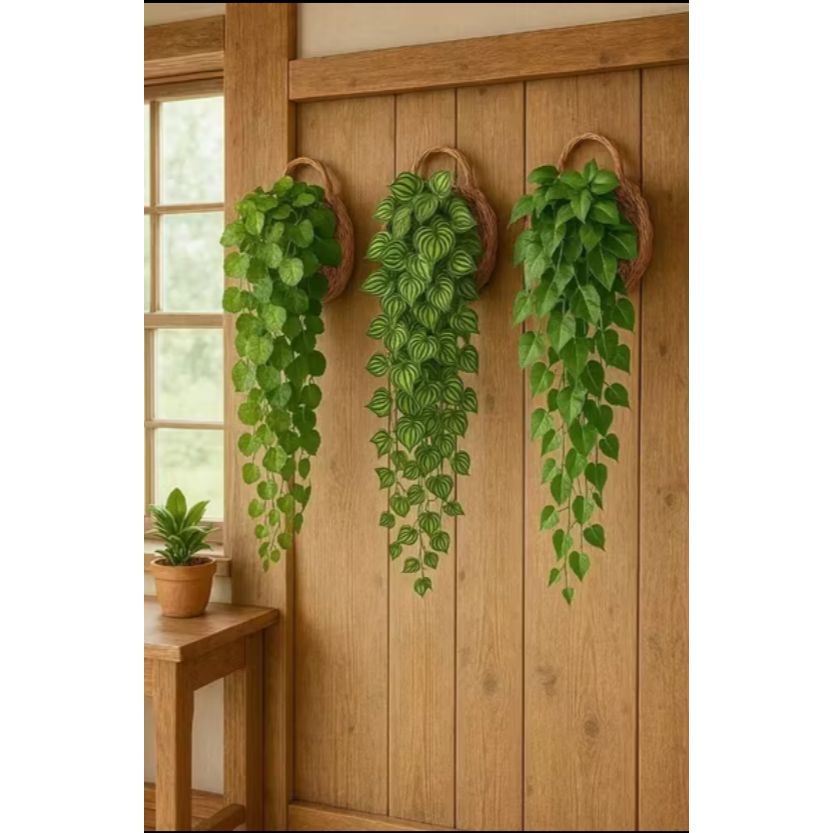 Kit Arranjo com 2 Pendentes Artificial + Vaso Tran