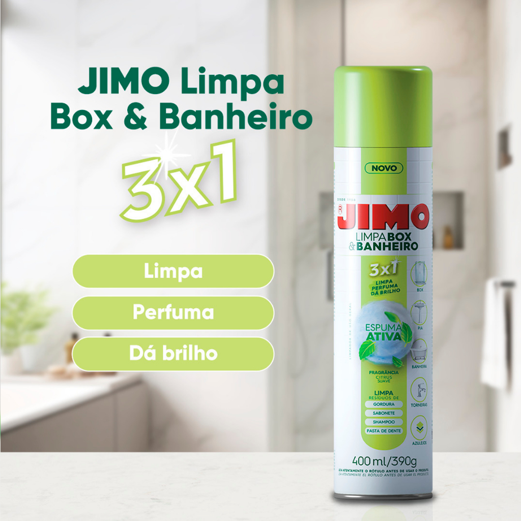 Limpa BOX e BANHEIRO Spray JIMO 400ml Limpeza Prof