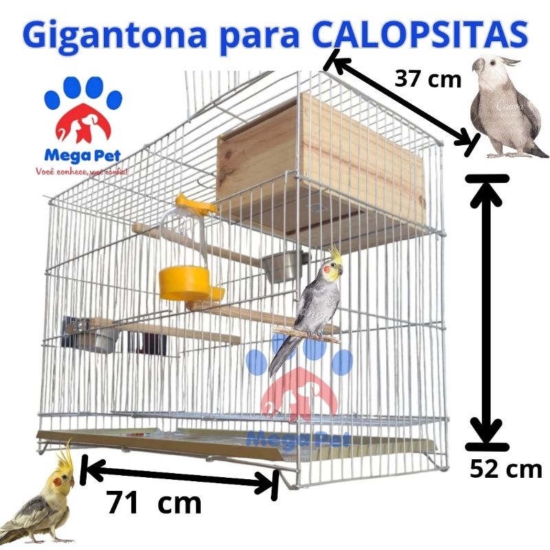 Gaiola Calopsita 71cm GRANDE Criadeira ZINCADA PRE