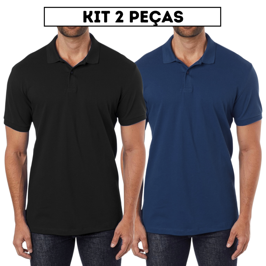 Kit 2 camisa polo masculina piquet blusa básica m