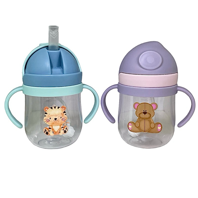 Copo infantil 250 ml com canudo de silicone antiva