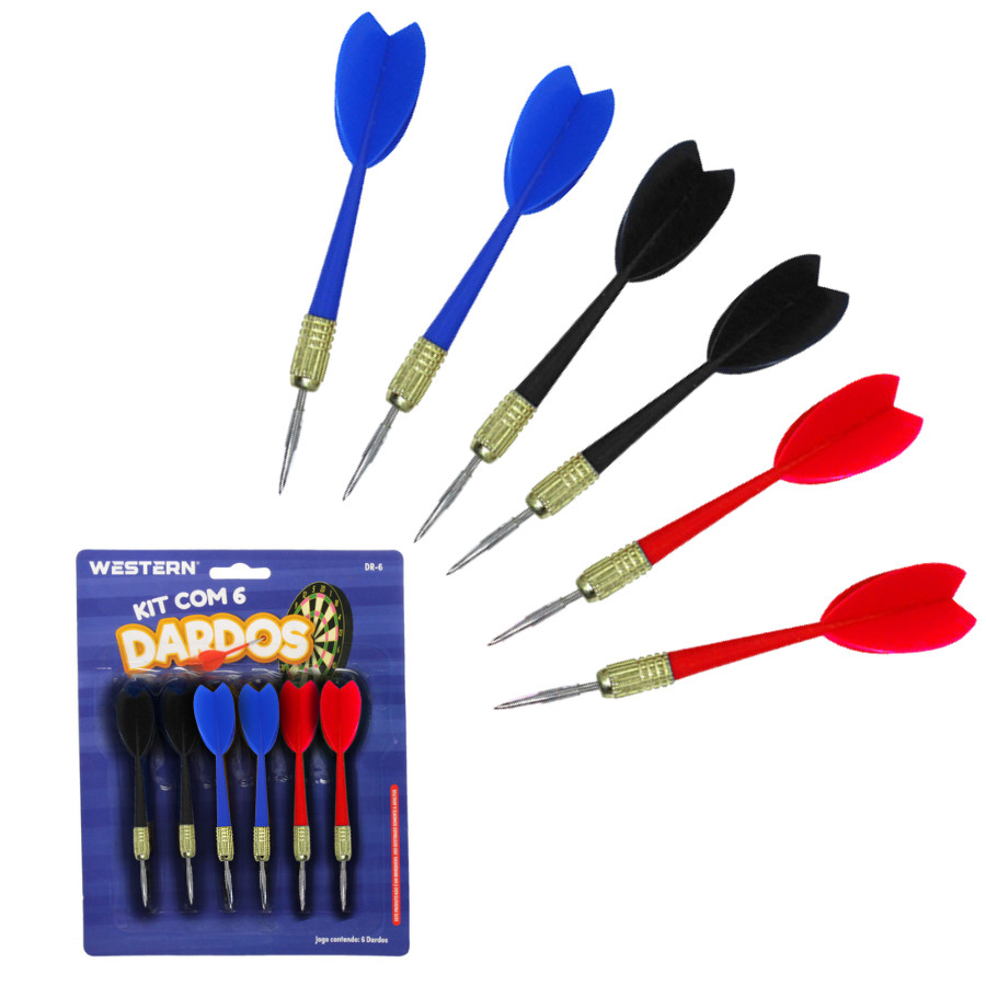 Kit Jogo 6 Dardos De Ponta Metal Profissional Aço