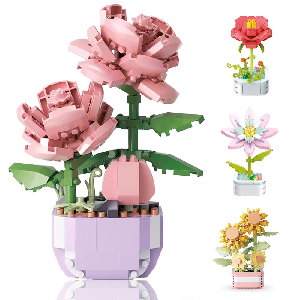 Super Fofo Flores Preservadas, Mini Blocos de Cons