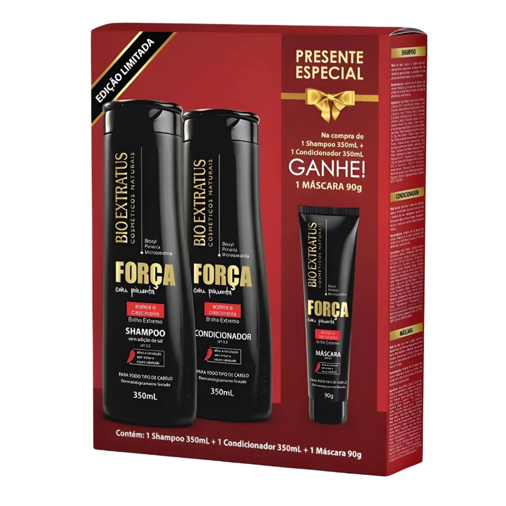 Kit Bio Extratus Força com Pimenta Shampoo 350mL 
