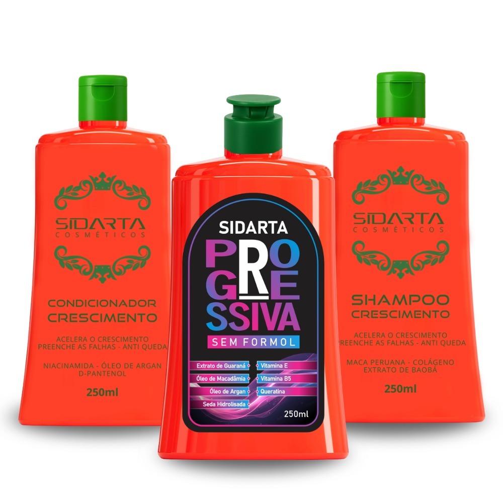 KIT PROGRESSIVA (3F) SIDARTA  Fios Alongados, Liso