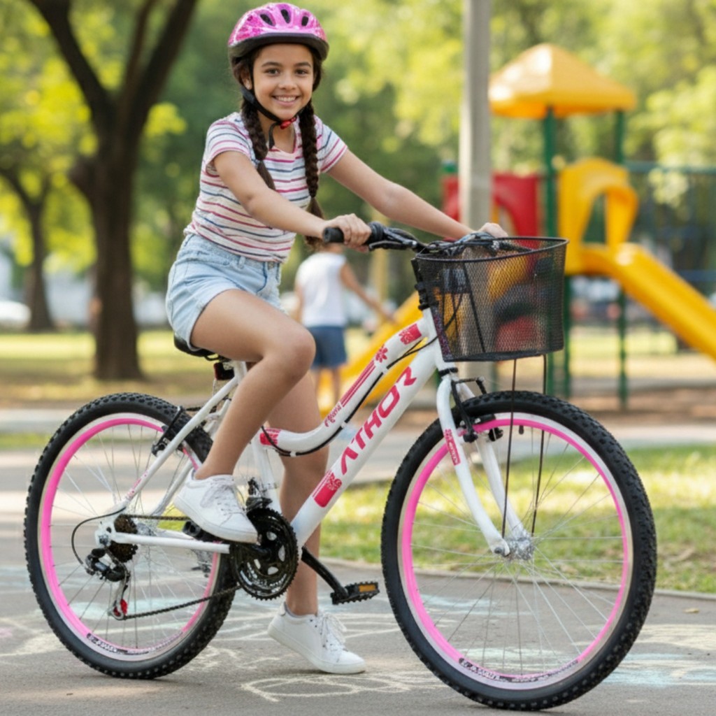 Bicicleta Aro 24 Feminina Marcha 18v Athor Musa C/