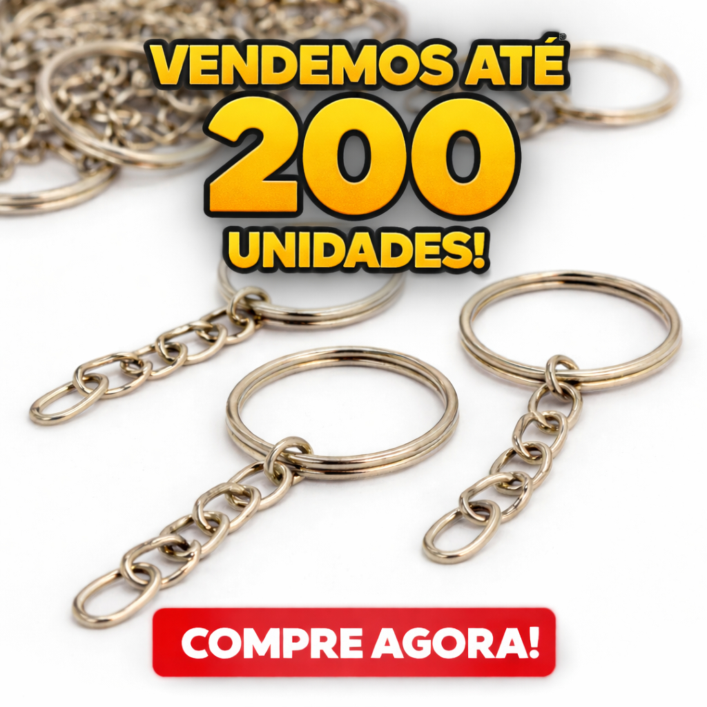 KIT 50, 100 ou 200 Argola para Chaveiro 20mm com c