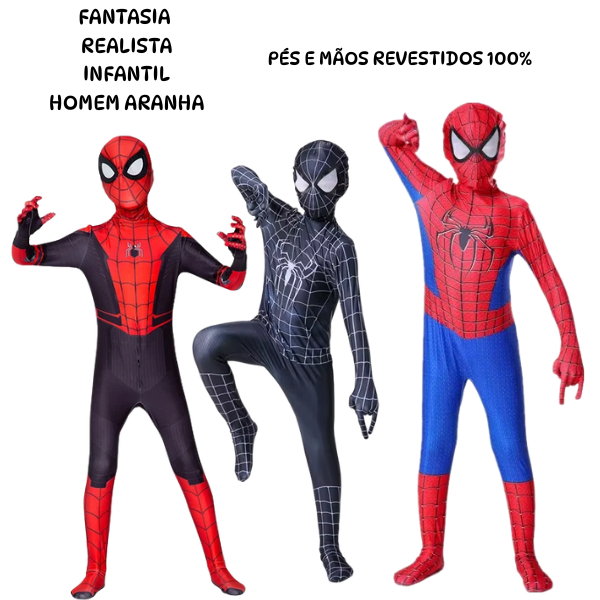 FANTASIA HOMEM ARANHA INFANTIL REALISTA MACACAO DE
