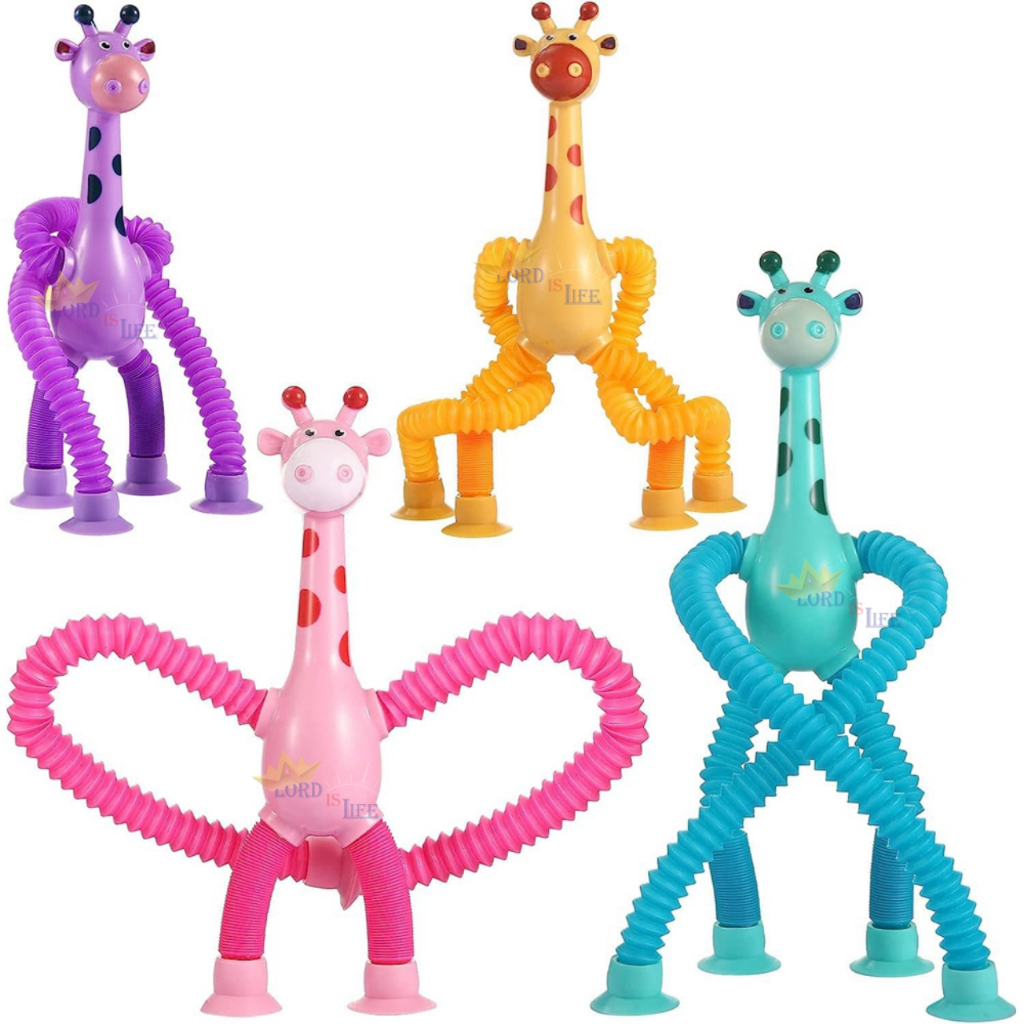 Tubo Esticado Girafa Brinquedo com Ventosa Led Sen