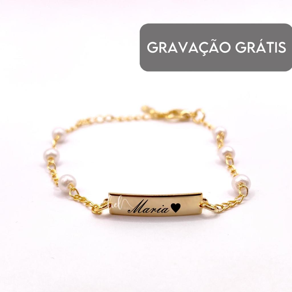 Pulseira de Perola Infantil RN Bebê Personalizada
